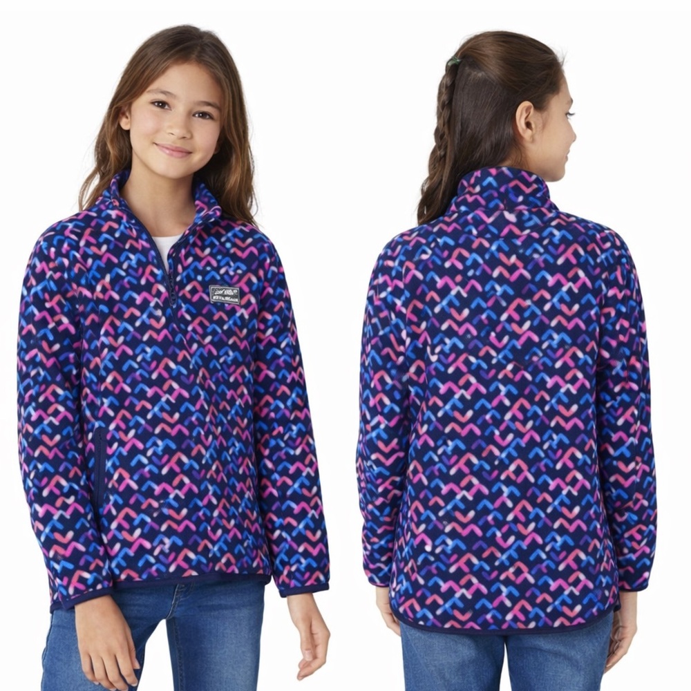NWT Eddie Bauer Kids‎ Youth Large 14/16 Fleece 1/4 Zip Pullover Multicolor Soft